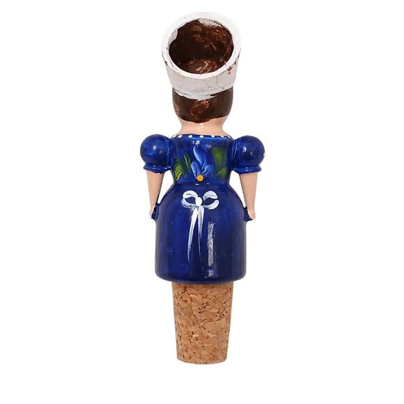 Colorful Hungarian Folk-Art Girl Lady Cork Wine Bottle Stopper Russian European - Picture 4 of 8